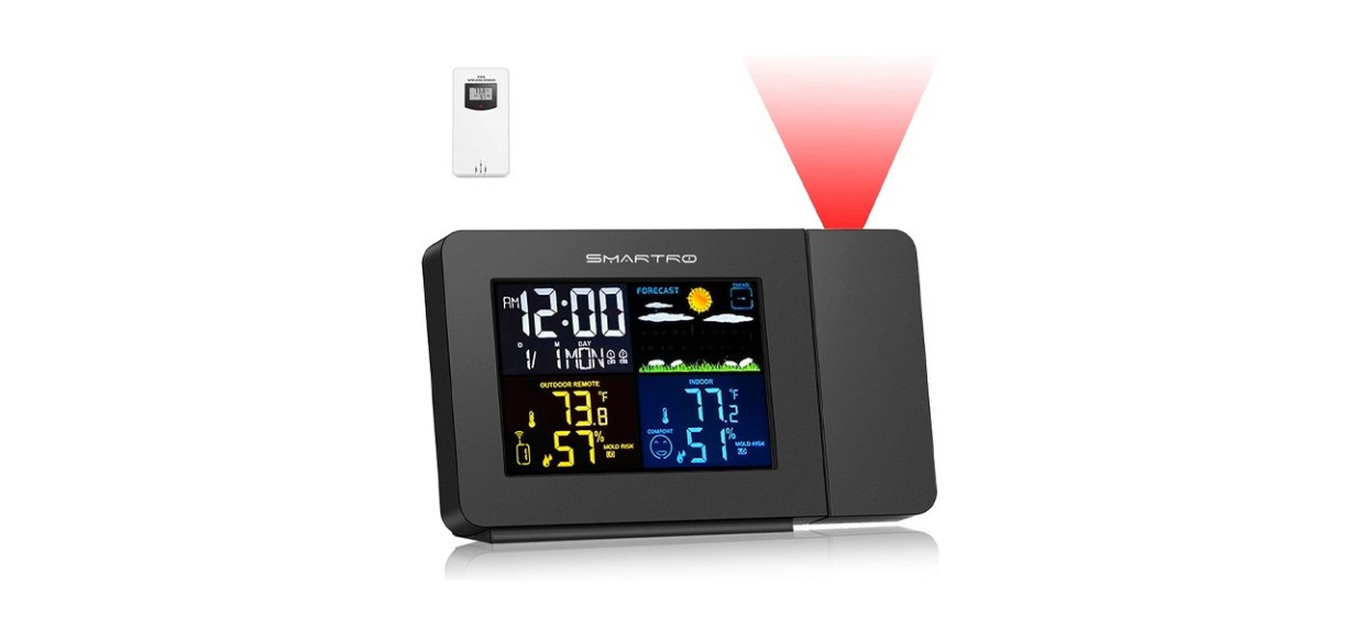 SMARTRO SC91 Projection Alarm Clock for Bedrooms with Weather