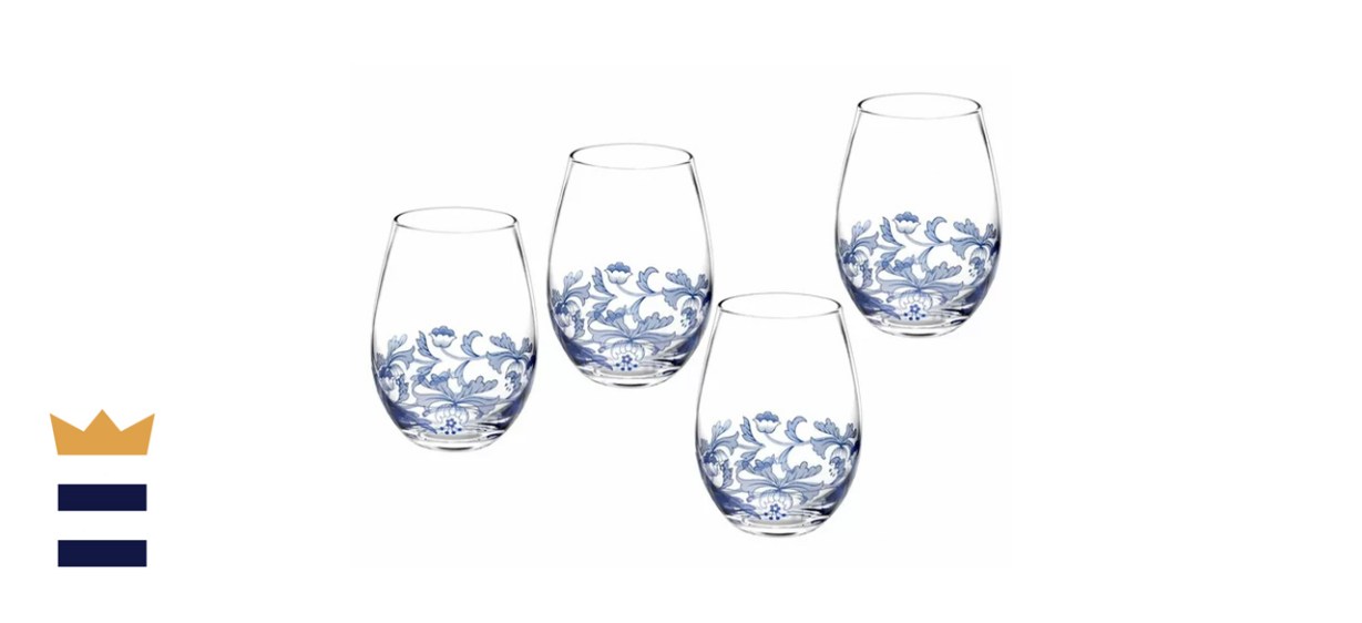 Spode Blue Italian Stemless Wine Glass