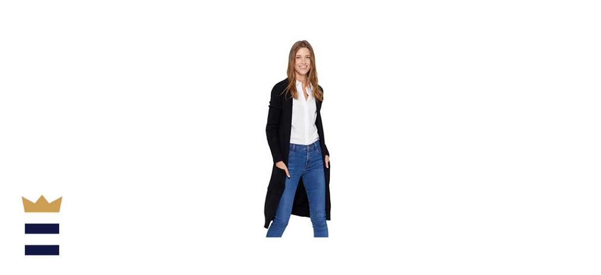 State Cashmere Mid-Length 100% Pure Cashmere Open Cardigan