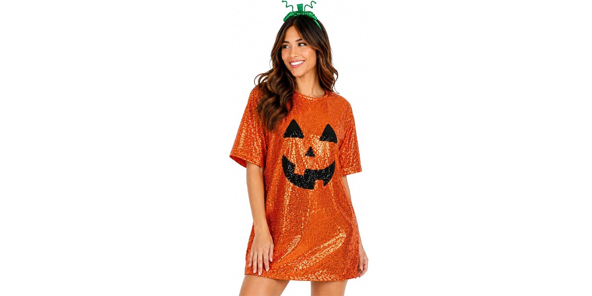 Tipsy Elves Pumpkin Halloween Costume Sequin Dress