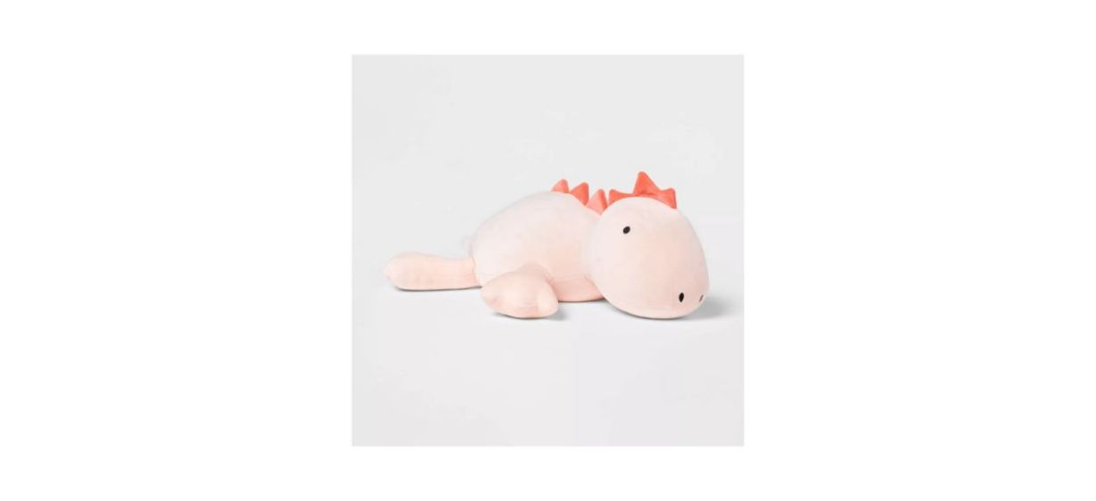 pink dinosaur weighted stuffed animal