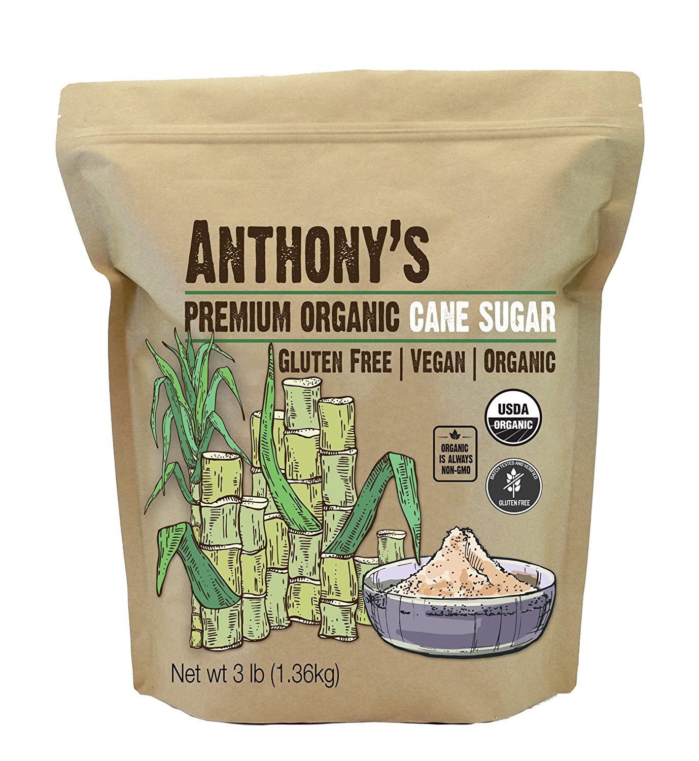 Anthony&#039;s Premium Organic Cane Sugar, Granulated
