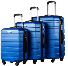 Coolife 3-Piece Set Suitcase Spinner Hardshell