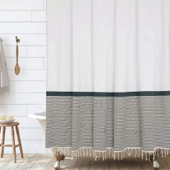 HALL & PERRY Modern Farmhouse Tassel Shower Curtain