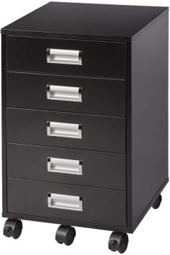 TOPSKY 5 Drawer Mobile Cabinet Fully Assembled Except Casters Built-in Handle (Black)