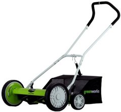 GreenWorks 18-Inch Reel Lawn Mower with Grass Catcher