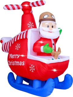 AsterOutdoor 6-Foot Inflatable Santa Helicopter