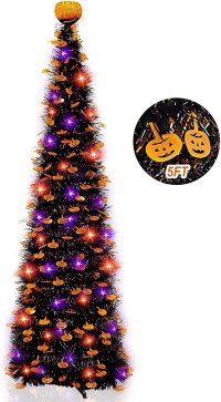 TURNMEON Black Tinsel Halloween Tree