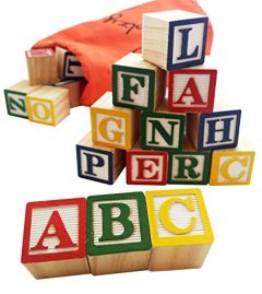 Skoolzy Stacking ABC Letter Colors Wooden Blocks For Toddlers