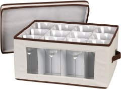 Household Essentials Stemware Storage Box with Lid and Handles