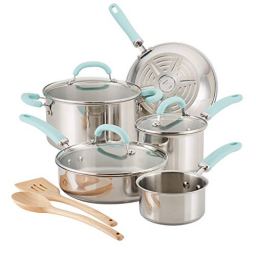 Rachael Ray Classic Brights Hard Anodized Nonstick Cookware Pots and Pans  Set, 15 Piece - Agave Blue