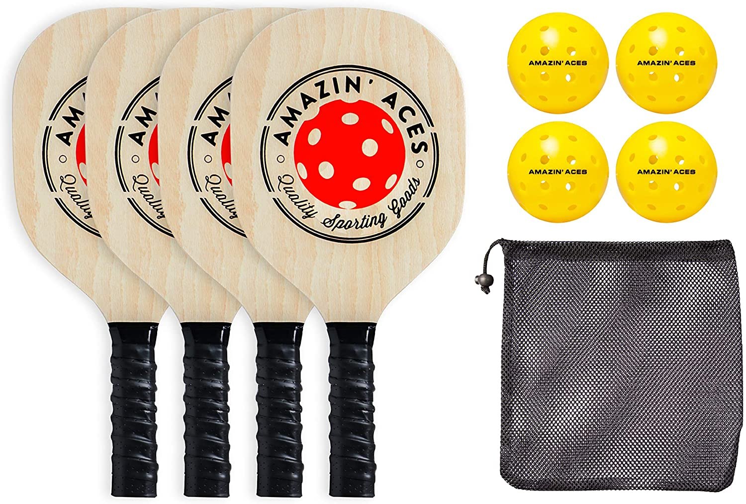 Amazin' Aces Wood Pickleball Set