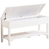 Roundhill Solid Wood Shoe Bench with Storage
