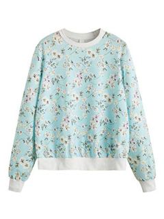 ROMWE Casual Floral Print Sweatshirt