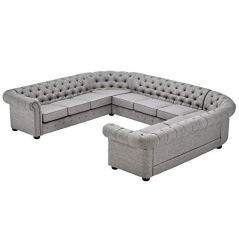 Inspire Q Knightsbridge Tufted Scroll Arm U-Shaped Sectional