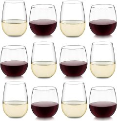 Libbey Stemless Wine Glasses for Red and White Wines