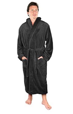 NY Threads Luxurious Mens Shawl Collar Fleece Bathrobe