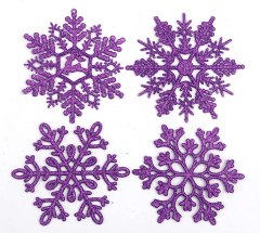 YYCRAFT Purple Glitter Snowflakes, 32 Pieces