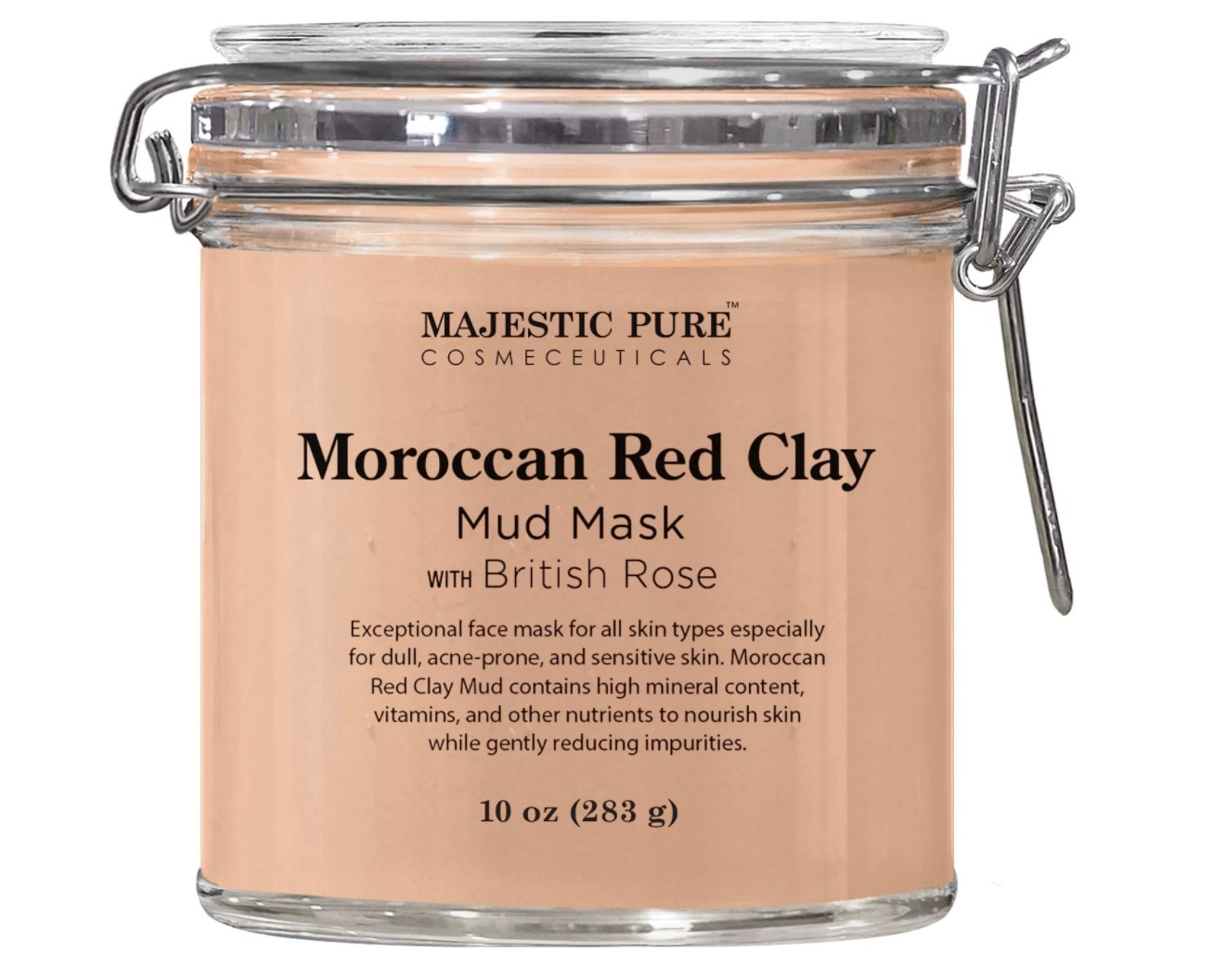 Majestic Pure Cosmeceuticals Moroccan Red Clay Facial Mud Mask with British Rose