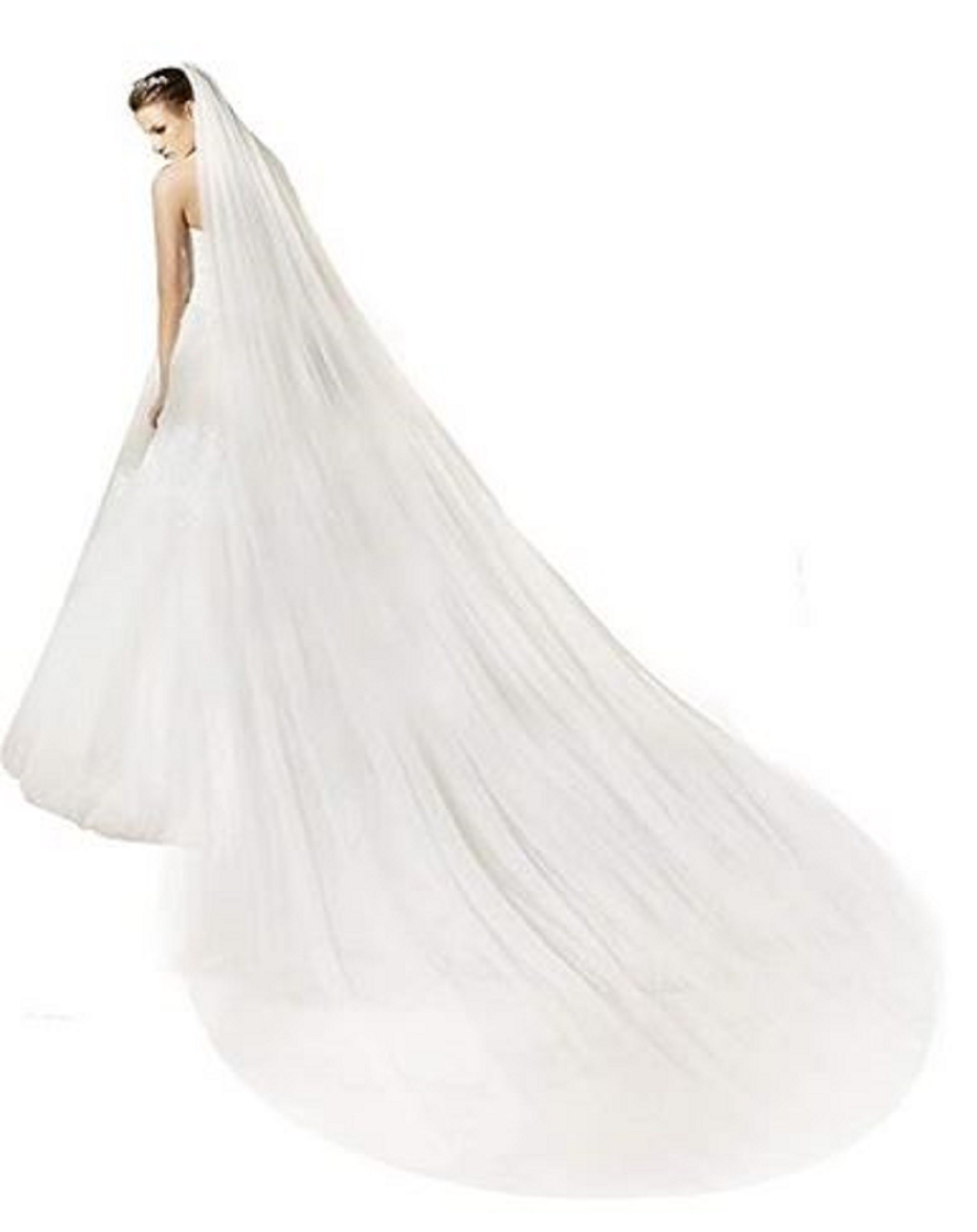 BEAUTELICATE Two-Tier Trailing Wedding Veil With Comb